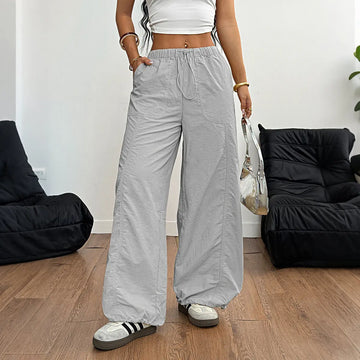 Casual Simple Drawstring Straight-leg Trousers Lady T Fashions