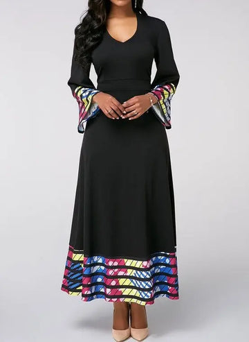 Ladies' V-neck Printed Fashionable Dress Lady T Fashions