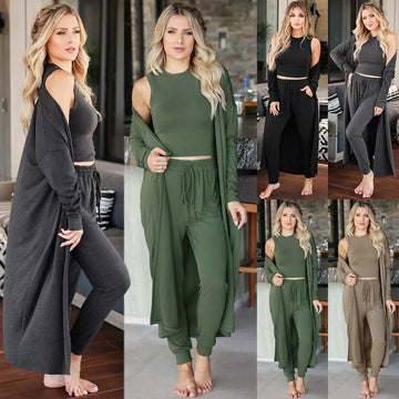 Women's Knitted Slim-fit Temperament Vest And Trousers Sports Suit Lady T Fashions
