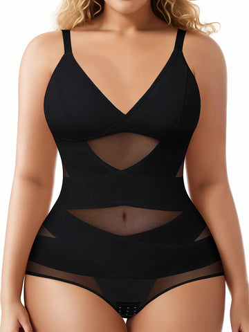 Women's Curve Bodysuit Shapewear For Plus Size Women, Tummy Control Butt Enhancing V Neck Waist Trainer Body Shaper Lady T Fashions