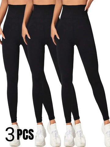 3 Pack Women's Thermal High-Waisted Yoga Pants - Tummy Control Butt Lifting Leggings Lady T Fashions