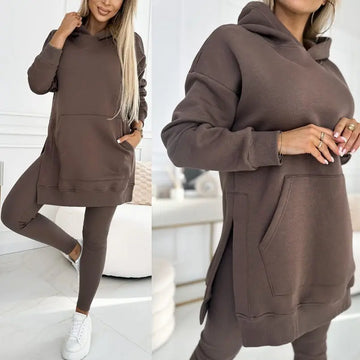 Sports Casual Hooded Sweater Thickened Underwear Leggings Two-piece Suit Lady T Fashions