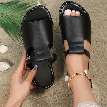 Womens Comfortable Casual Slippers - Stylish Black Open Toe Non-Slip Slides - Durable Outdoor & Beach Ready, Quick-Dry Slip-On Shoes Lady T Fashions