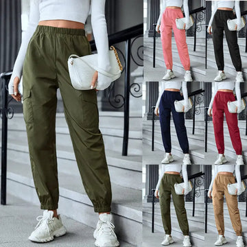 Multi-Color Casual Working Pants Multi-pocket Skinny Pants Lady T Fashions