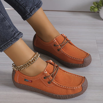 Women's Flat Loafers, Comfy Lace Up Soft Sole Flat Shoes, Casual Non Slip Walking Shoes Lady T Fashions