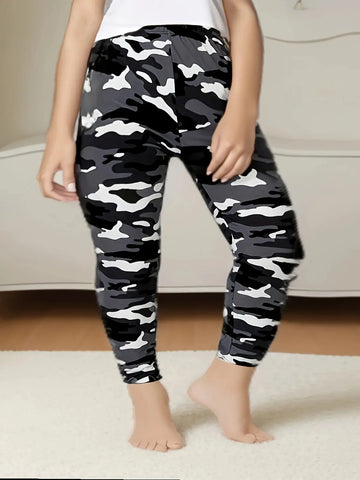 CUHAKCI Plus Size High Stretch Women's Leggings Camouflage White Gray Pants Sports casual tight fit Sports Cropped Pants - Lady T Fashions