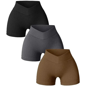 Women High Waist Workout Fitness Yoga Shorts Gym Running Yoga Leggings Scrunch Butt Seamless Knited Sports Three Point Shorts - Lady T Fashions