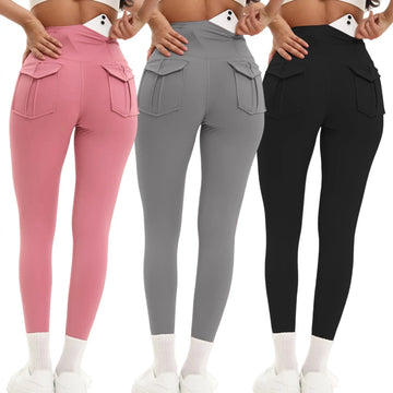 Women Yoga Legging trousers with pocket High Waist Fitness pants Cargo style Cycling Workout Gym Pants Breathable sports pants - Lady T Fashions