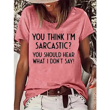Women's Minimalist Slogan Print Tee - Summer Casual Short Sleeve Round Neck Top Lady T Fashions