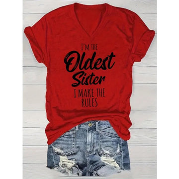 Women's Vibrant Letter Print V-Neck Tee Casual Short Sleeve Summer Top Lady T Fashions