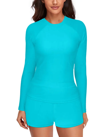 Blue Split Beach Swimsuit Sexy Ladies Outdoor Swimming Long Sleeve Upper Fitted Surfsuit Lady T Fashions