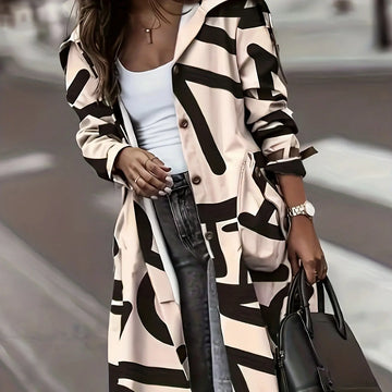 Women's Development Of Color Blocked Loose Fitting Waist Belt Button Front Windbreaker Lady T Fashions