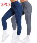 2 Pack Women's Quick Dry High Waist Tummy Control Yoga Pants Workout Leggings With Side Pockets Lady T Fashions