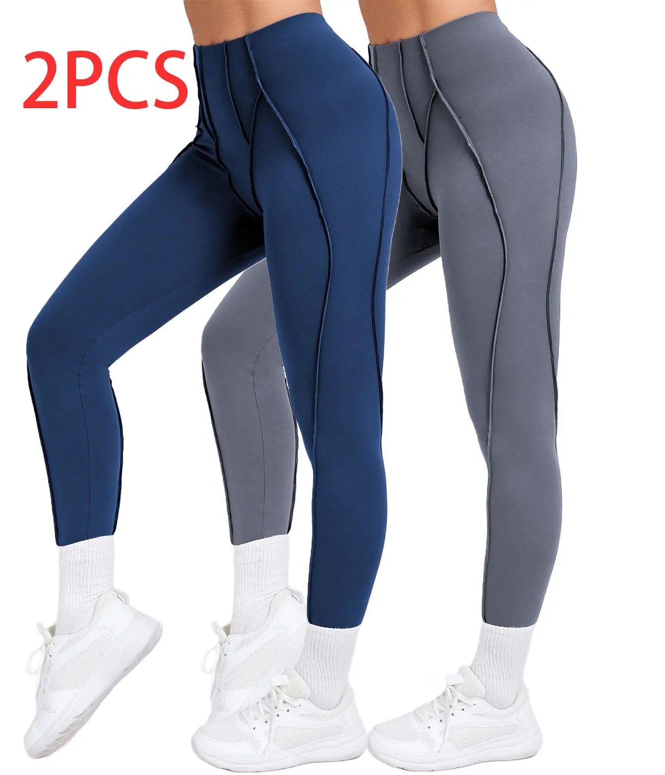 2 Pack Women's Quick Dry High Waist Tummy Control Yoga Pants Workout Leggings With Side Pockets Lady T Fashions
