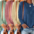 4 Pack Women's Solid Color Casual Set Round Neck Long Sleeve Tops For Spring&Fall Lady T Fashions