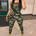 Sleeveless Leopard Print Sexy Jumpsuit, Skinny Camouflage Knitted Jumpsuit, Women's Clothing Lady T Fashions