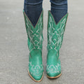 [Retro Cowgirl Boots] Retro Style Women's Western Mid Calf Boots | V-cut Embroidery Cowgirl Boots, Pointed Toe Slip On Shoes Lady T Fashions