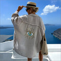Women's Outdoor Beach Shirt Casual Sequin Beaded Shirt Lady T Fashions