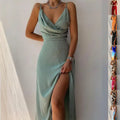 V-neck Slit Sling Dress Summer Fashion Sexy Slim Suspender Dresses For Women Clothing Lady T Fashions