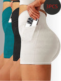 3 Pack Seamless Yoga Shorts - High Waisted Tummy Control, Quick Dry For Gym & Running Lady T Fashions