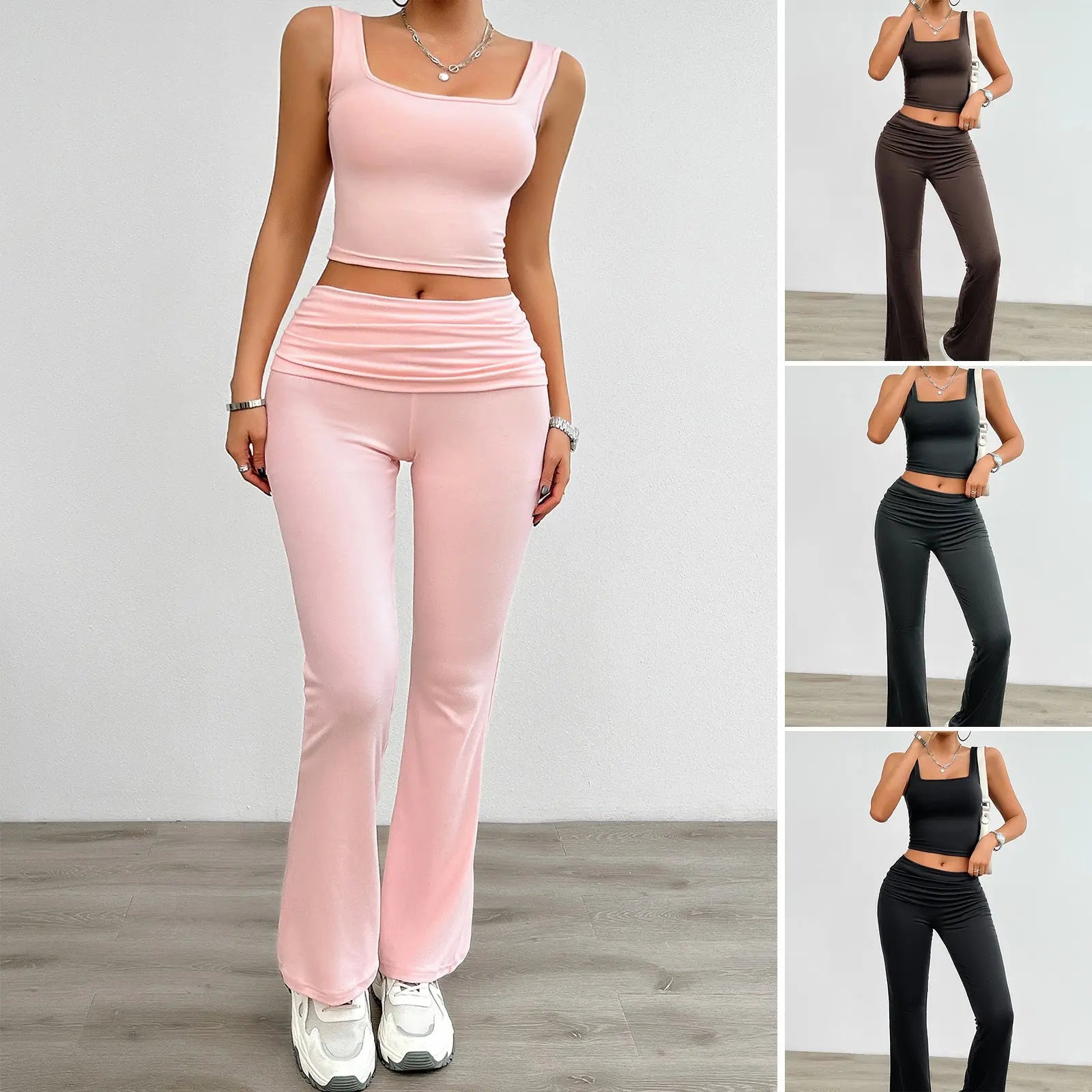 Women's Fashion Casual Solid Color Vest Body-hugging Suit Lady T Fashions