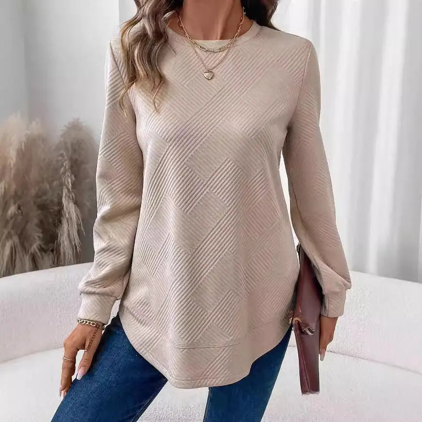 Women's Crew Neck Casual Long Sleeve Shirt Lady T Fashions