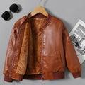 [Fleece-Lined Jacket] Cozy Fleece-Lined Boys' Zip-Up Jacket | Casual Stand Collar, Long Sleeve Outerwear for Fall/Winter Lady T Fashions