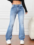 Denim High Waist Loose And Slimming Bootcut Trousers Lady T Fashions