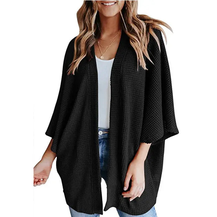 Bat Sleeve Waffle Gerson Women's Cardigan Lady T Fashions