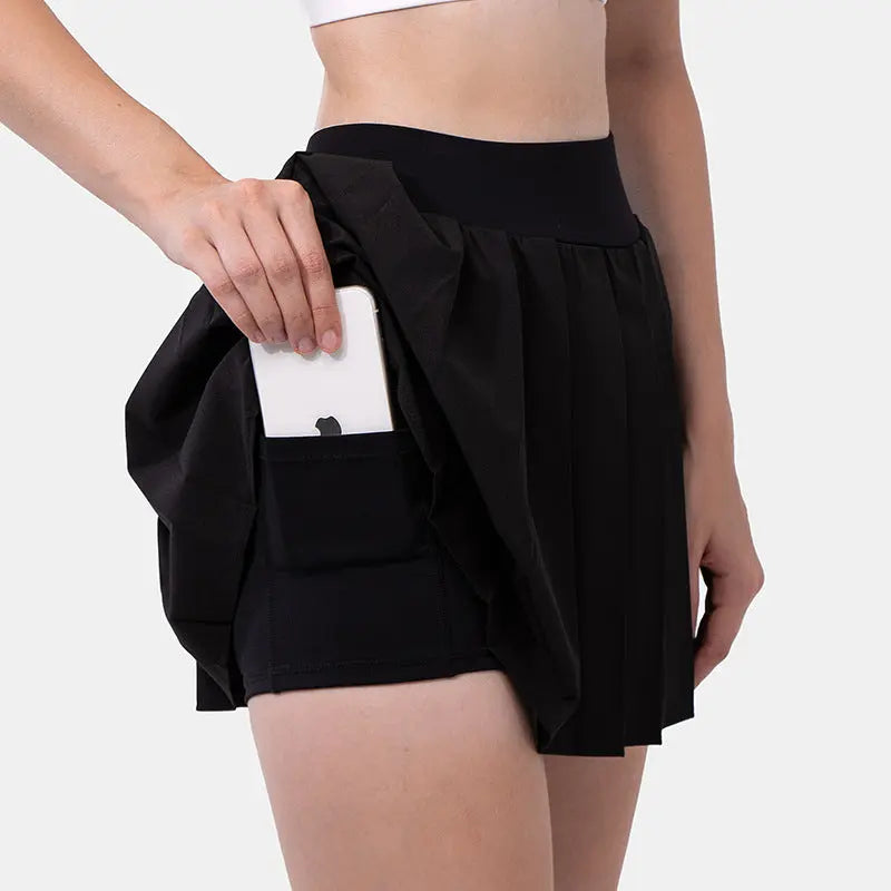 Pleated Exercise Skirt Anti-exposure Feather Tennis Yoga Skirts Lady T Fashions