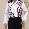 Ladies' Fashionable Geometric Pattern Elegant Temperament Long Sleeved Shirt Lady T Fashions