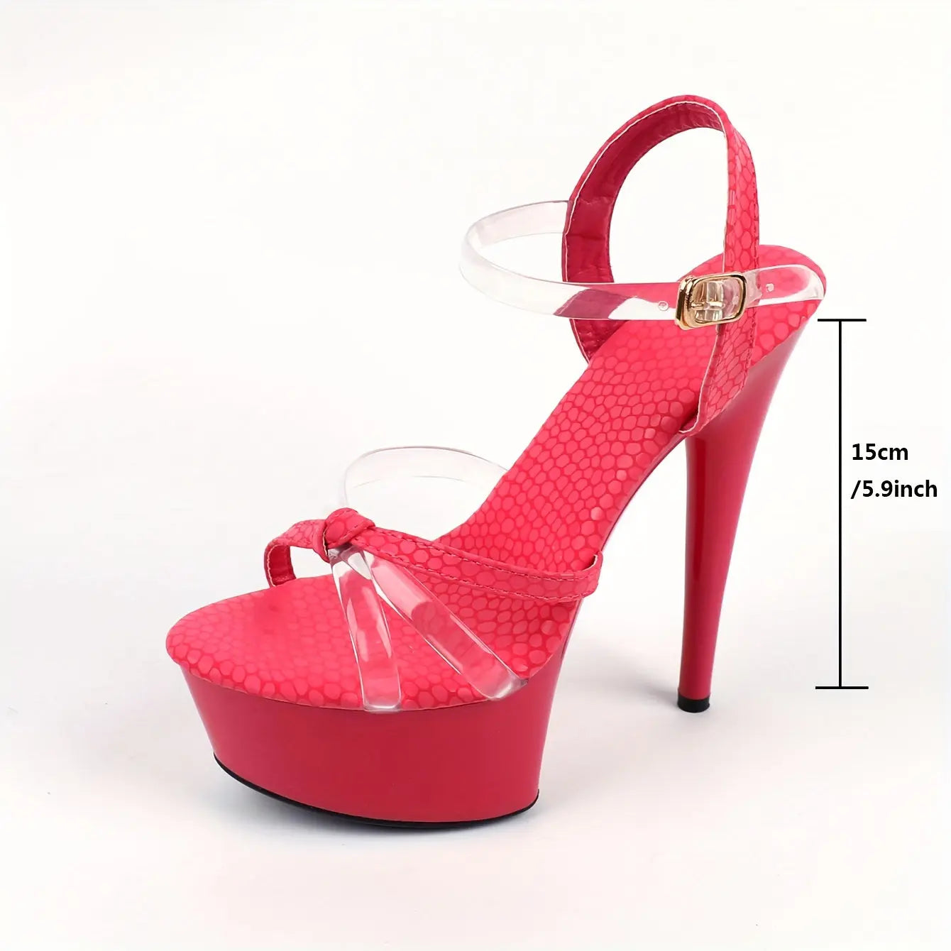 Women's Magenta Platform Stiletto Sandals, Open Toe Round Toe Ankle Strap High Heels, Women's Sexy Party Shoes Lady T Fashions