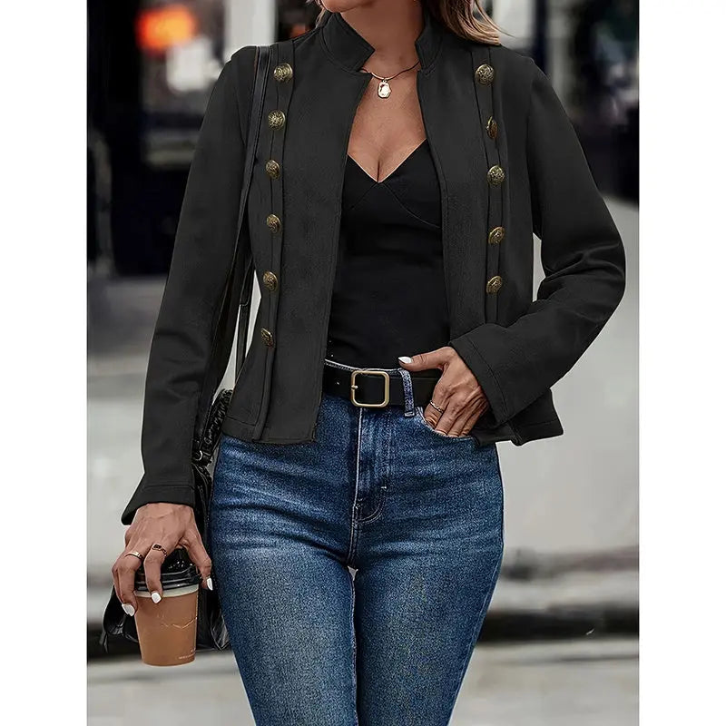 Women's Faux Suede Blazer - Long Sleeve Notch Lapel Open Front Jacket, Casual Business Office Blazer Lady T Fashions