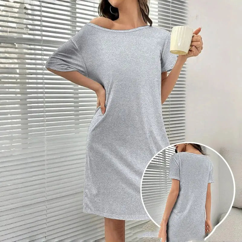 Spring And Summer Home Wear Comfort And Casual Loose Women's Nightdress Short Sleeve Pajamas Lady T Fashions
