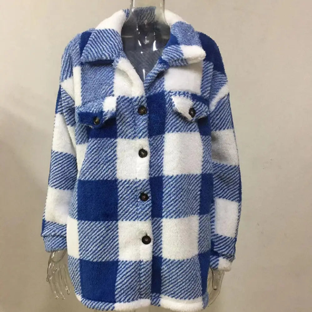Women's Fashion Jacket Button Plush Coat Lady T Fashions