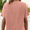 Ladies' Summer New Solid Color Hollow Asymmetrical Collar Fabric Pleated Decorative Details Elegant Style T-shirt Lady T Fashions