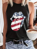 Ladies' Lip Print Fashionable Casual Versatile Tank Top Lady T Fashions