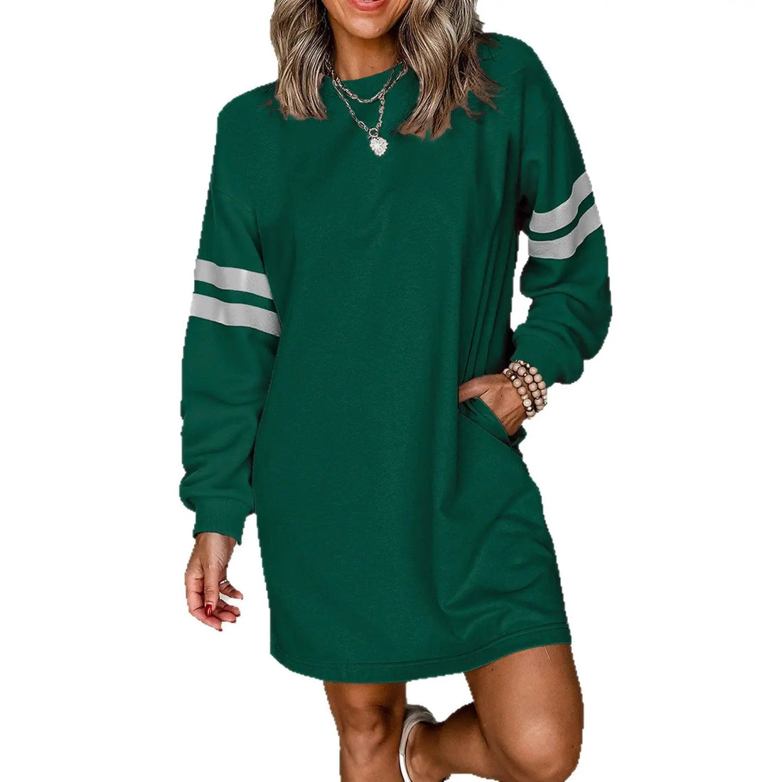 European And American Leisure Loose All-match Round Neck Dress Lady T Fashions