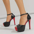 Women's Stiletto Heeled Sandals, Peep Toe Buckle Strap Platform Shoes, Women's Fashion Pumps Lady T Fashions