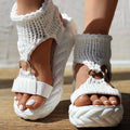 Women's Knitted Platform Sandals with Thick Cushioned Midsole - Adjustable Back Strap, Open-Toe Summer Shoes, Breathable Fabric Upper & TPR Sole for Casual Outings, Beach, Student Fashion, Ladies Sandals Lady T Fashions