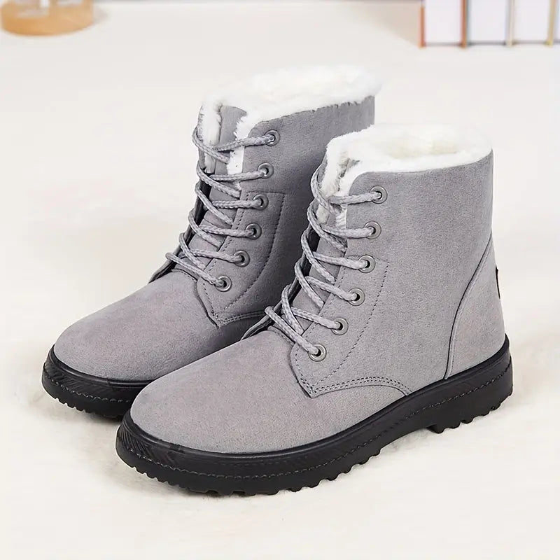 [Winter Snow Boots] Slip-Resistant & Plush Lined Women's Winter Snow Boots | PU Sole, Lace-Up Closure, Cushioned Insole - Cold Weather Boots for Everyday & Formal Outfits - Extended Sizes up to US Women's 44 (EU 43) - Black B Lady T Fashions