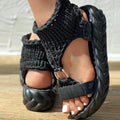 Women's Knitted Platform Sandals with Thick Cushioned Midsole - Adjustable Back Strap, Open-Toe Summer Shoes, Breathable Fabric Upper & TPR Sole for Casual Outings, Beach, Student Fashion, Ladies Sandals Lady T Fashions