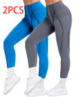 2 Pack Women's Quick Dry High Waist Tummy Control Yoga Pants Workout Leggings With Side Pockets Lady T Fashions
