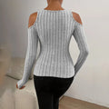 Women's Ribbed Long Sleeve Top Cut Out Front Detail Fitted Sexy Tee Casual Dressy T-Shirt Tops Lady T Fashions