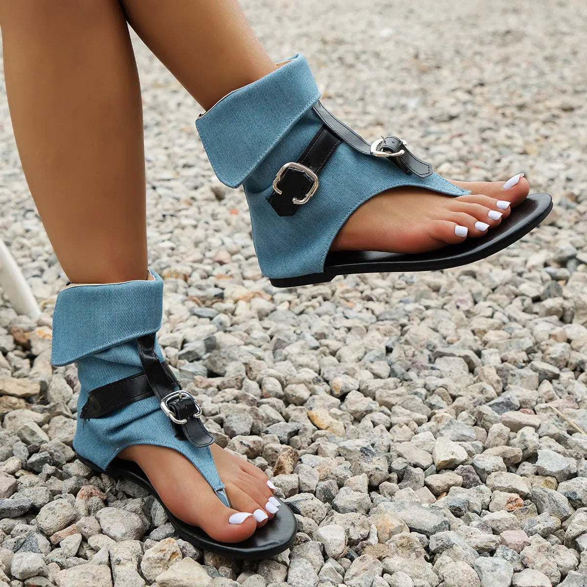 European And American Flip Toe Flat Roman Style Sandals Women Lady T Fashions