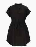 V-neck Short Sleeve Dress With Belt Summer Fashion Bowknot Dresses For Women Clothing Lady T Fashions