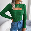 Women's Lightweight Fall Sweater Tops Long Sleeve Round Neck Cutout Pullover Casual Tunic Blouse Lady T Fashions