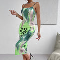 Ladies' Leopard Print Cross Shoulder Strap Backless Dress With A Banquet Vibe. Lady T Fashions