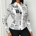 Women's Long Sleeve Casual Shirt - Spring&Fall Slim Fit Printed Blouse With Single Button Placket Lady T Fashions