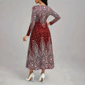 Women's Plus Size Elegant V-Neck Long Sleeve A-Line Dress With Starry Sky Print, Slim-Fit Flowy Maxi Dress For Holiday & Party Wear Lady T Fashions